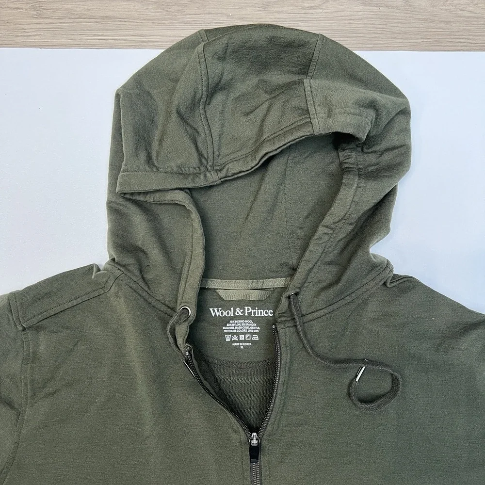 Wool &Prince Ponte Travel Hoodie XL Dark Olive Men's Hoodie Merino Wool